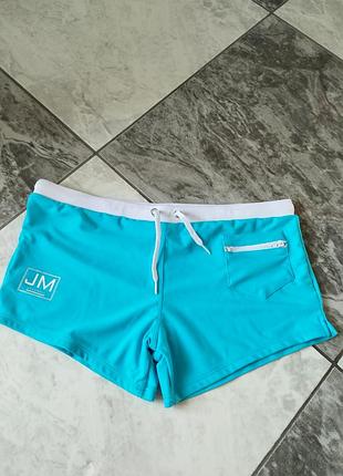 Яскраві бірюзові спортивні шорти / плавки jockmail з кишенею на блискавці, розмір l (jm)