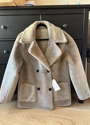 Жіноча дублянка zara двостороння бежева