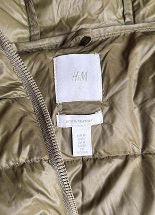 Пуховик h&m premium selection оливковий розмір m 4