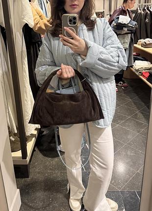 Сумка жіноча massimo dutti коричнева замшева