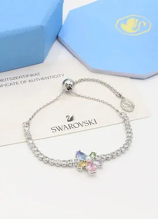 Браслет для жінок swarovski з квіткою та різнокольоровими кристалами