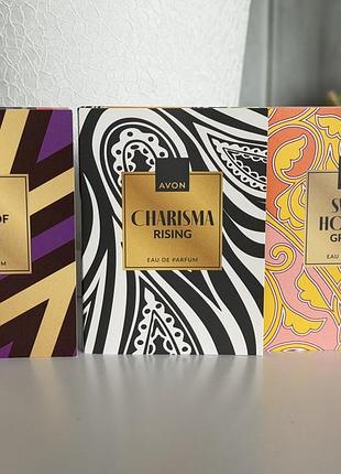Набор пробников avon - парфюмная вода facets of glam, sweet honesty groove, charisma rising
