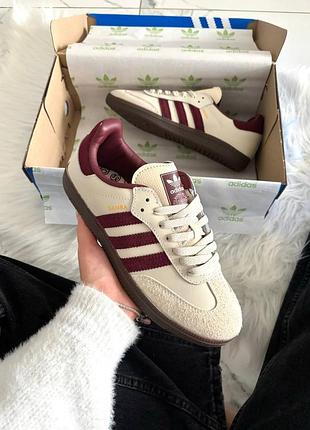 Кроссовки adidas wmns samba beige burgundy арт 1098