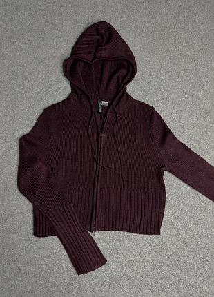 Жіночий в'язаний кардиган, зіпка h&m бордовий