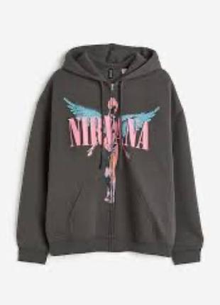 Жіноче сіре вінтажне zip худі  h&m nirvana