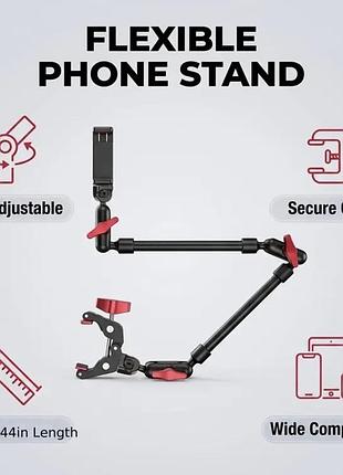 Кронштейн magic arm із затискачем (струбциною) та тримачем для телефону / світла / камери 57 см 3