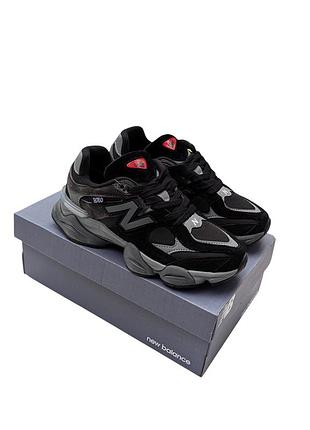 Термо кросівки new balance 9060 чорні з сірим (унісекс)