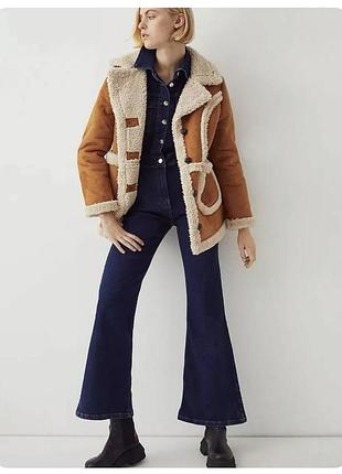 Жіноча дублянка warehouse faux shearling donkey coat руда зі штучної замші