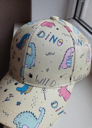 Дитяча кепка dino,дiнозаврики,динозавры,жовта