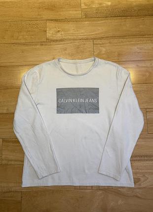 Чоловічий білий світшот з лого calvin klein jeans m