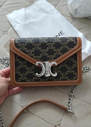 Сумка жіноча celine коричнева з монограмою