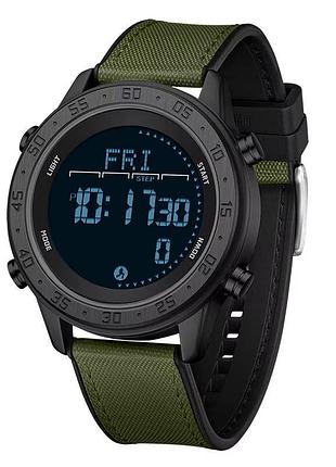 Чоловічий тактичний годинник sanda 2218 silicone black-green з водонепроникністю 5 atm