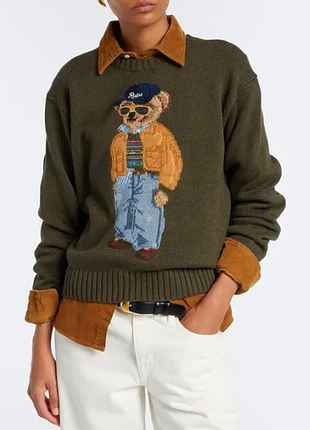 Стильовий нереальний светр із зображенням культового ведмедика polo ralph lauren