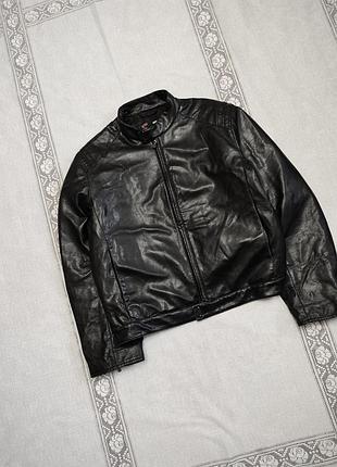 Винтажная куртка versace sport (original, y2k) | мужской кожаный бомбер / кафе-рейсер, размер 54
