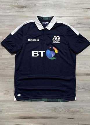 Футболка регбойная поло макрон шотландия macron scotland rugby sru home, xl, оригинал