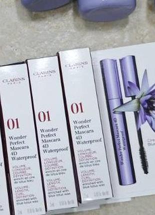 Туш clarins wonder perfect mascara 4d waterproof  01 perfect black 8 ml