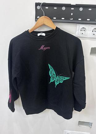 Світшот для дівчинки msgm kids чорний з вишивкою