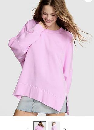 Новий оверсайз світшот pink victoria's secret на флісі | розмір m (на l-xl)