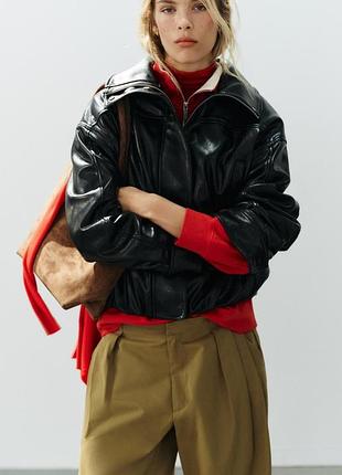 Оригинальная куртка бомбер из кожзаменителя из новой коллекции zara new original.