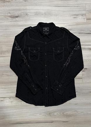Вестерн рубашка pop icon clothing buckle embroidered cross western shirt, xl, оригинал