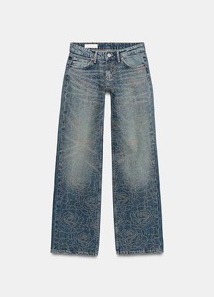 Джинсы trf loose fit с низкой посадкой и блестками
