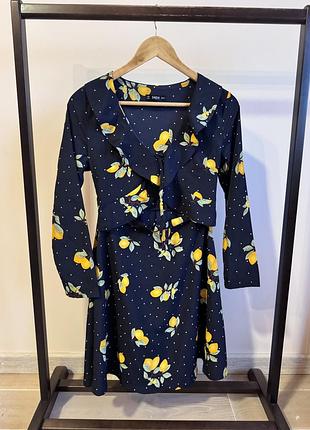 Сукня з відкритим животиком shein xs-s лимони
