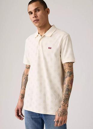 Чоловіча футболка поло levi's бежева з коротким рукавом