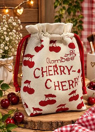 В’язана сумка-косметичка glambee cherry-cherry оригінал (нова в упаковці)