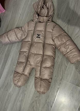 Зимовий комбінезон armani бежевий 80-86