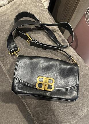Жіноча шкіряна сумка balenciaga чорна через плече