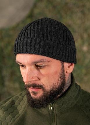 Шапка rib knit beanie черная пп5426