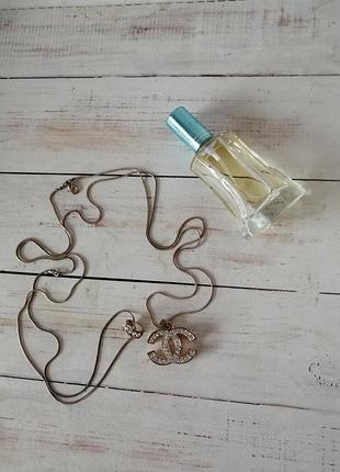 Елегантне довге кольє-кулон у стилі chanel зі стразами/подвійною сотуар