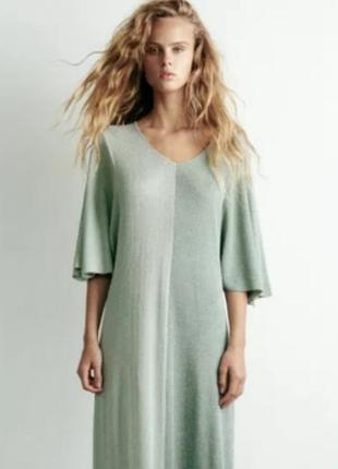 Блестящее платье-туника миди zara с люрексом (новое с биркой!)