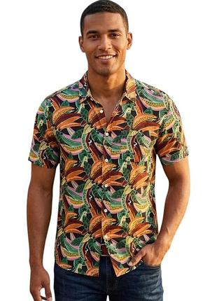 Віскозна гавайська сорочка springfield mens hawaiian floral printed shirts теніска