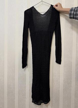 Плаття жіноче міді  , s-xs , шовкова нитка , hand made , чорне