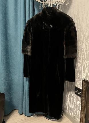 Шуба жіноча black lama alessandro bosso норкова чорна