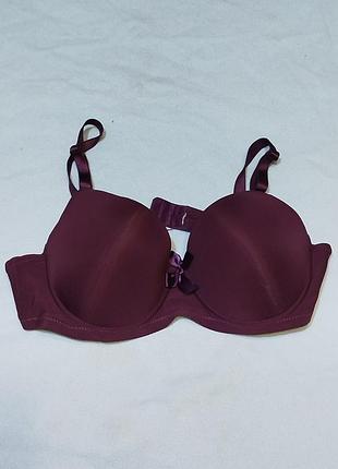 Гладкий бордовый бюстгальтер t-shirt bra 80d 8384 т