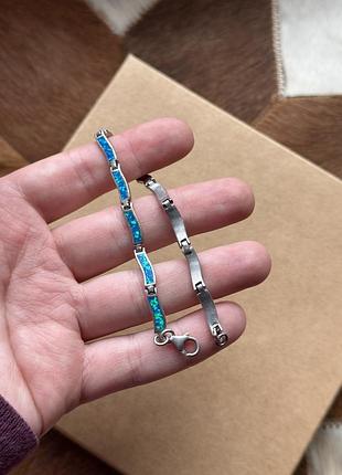 Срібний 925 хвилястий браслет з блакитним опалом (blue opal wavy bracelet)