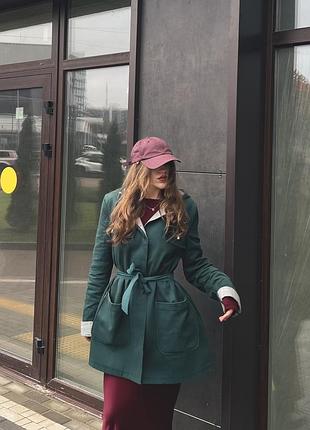 Смарагдовий бавовняний тренч плащ topshop