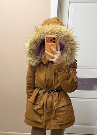 Парка жіноча zara коричнева