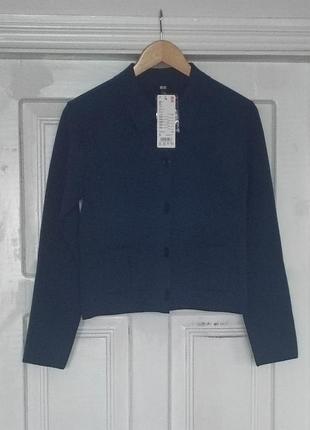 Жіночий жакет uniqlo синій розмір s milano ribbed knitted jacket