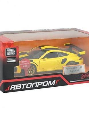 Машина металлическая "автопром" 1:32 porsche 911 gt2 rs (желтый)