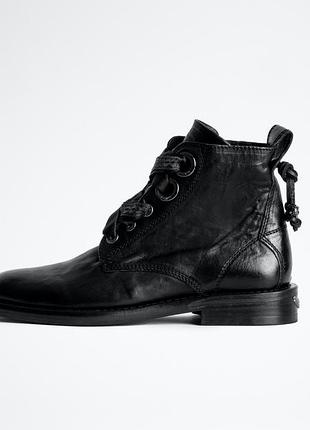 Шкіряні черевики zadig&voltaire модель laureen roma boots - black
