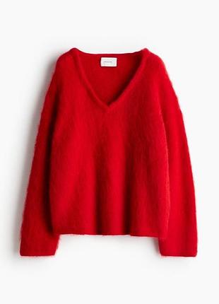 Жіночий светр h&m premium червоний оверсайз вовна мохер