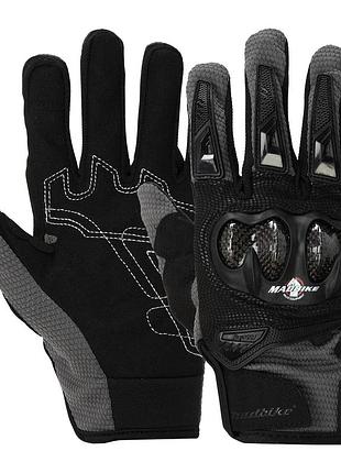 Мотоперчатки madbike mad-66 m-xl цвета в ассортименте черно-серый, l