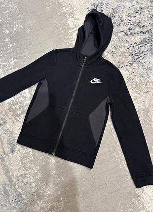 Чорна дитяча/підліткова кофта на блискавці з капюшоном nike sportswear (nike boy's full-zip hoodie) 8 -9 років