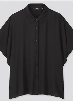 Блуза uniqlo размер s черная блузка с коротким рукавом