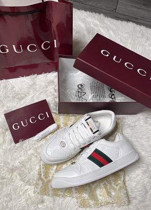 Хіт сезону! модні жіночі кросівки gucci gg білого кольору