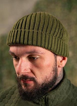 Шапка rib knit beanie олива пп5427