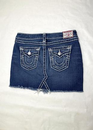 Джинсова спідниця true religion оригінал розмір 30 м  пряма вище коліна синя джинсова спідниця тру реліджн з кишенями  в ідеальному стані y2k , sk8